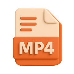 Poster - 3d mp4 file icon with orange and cream document isolated on transparent background