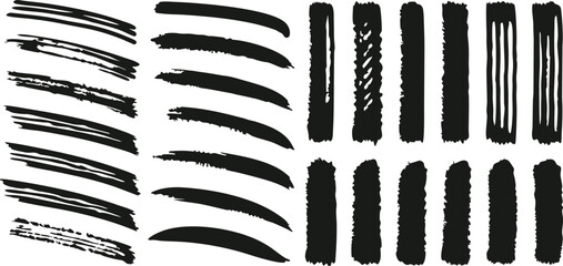 Poster - Handdrawn brush strokes lines on background various shapes textures graphic elements