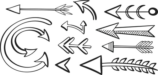 Poster - Handdrawn arrows in various styles pointing different directions on a background graphic design