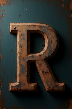 rusty old rusty metal letter R