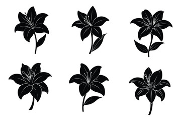 Fototapete - Six Unique Flame Icons Black Fire Symbols for Design Projects