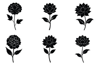 Fototapete - Six Unique Flame Icons Black Fire Symbols for Design Projects