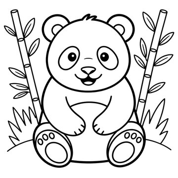Line art panda coloring page design