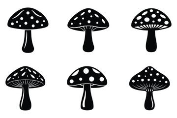 Fototapete - Six Unique Flame Icons Black Fire Symbols for Design Projects