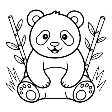 Panda line drawing illustration vector coloring page