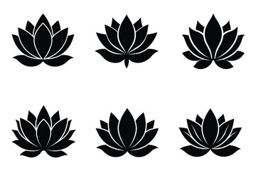 Fototapete - Six Unique Flame Icons Black Fire Symbols for Design Projects