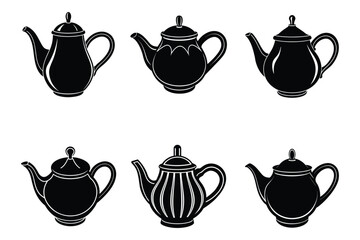 Fototapete - Six Unique Flame Icons Black Fire Symbols for Design Projects