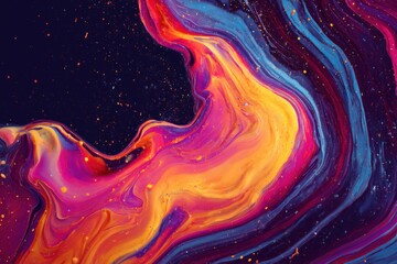 Poster - Vibrant swirling neon paint backdrop for contemporary design and artistic projects