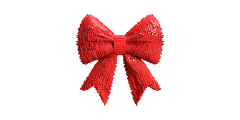 Poster - Red Pixelated Bow Tie. Digital Art And Festive Decoration Concept Isolated On Transparent Background