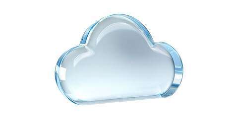 Poster - Glass Cloud Icon Symbolizing Digital Cloud Computing And Data Storage Solutions Isolated On Transparent Background