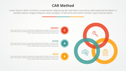 Poster - car interview model infographic concept for slide presentation with big circle blending connection w