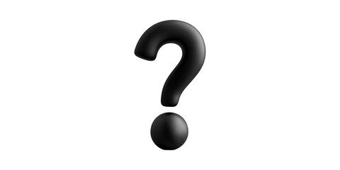 Poster - Black 3D Question Mark. Symbol Of Inquiry And Curiosity Isolated On Transparent Background