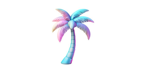 Poster - Colorful Gradient Palm Tree Illustration. Vibrant Tropical Design For Summer And Beach Themes Isolated On Transparent Background