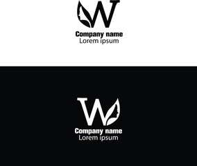 Leinwandbilder - Elegant Minimalist Logo with Letter W and Leaf