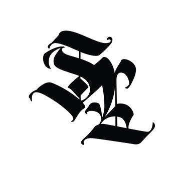 Monogram of Gothic letters S and L. Vector. An illustration for an individual design. The name of the studio or product.
