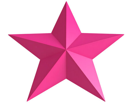 A beautifully rendered fuchsia star with distinct geometric planes offers a bold visual statement.