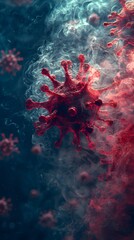 Poster - Surreal red virus cloud spreading through the air