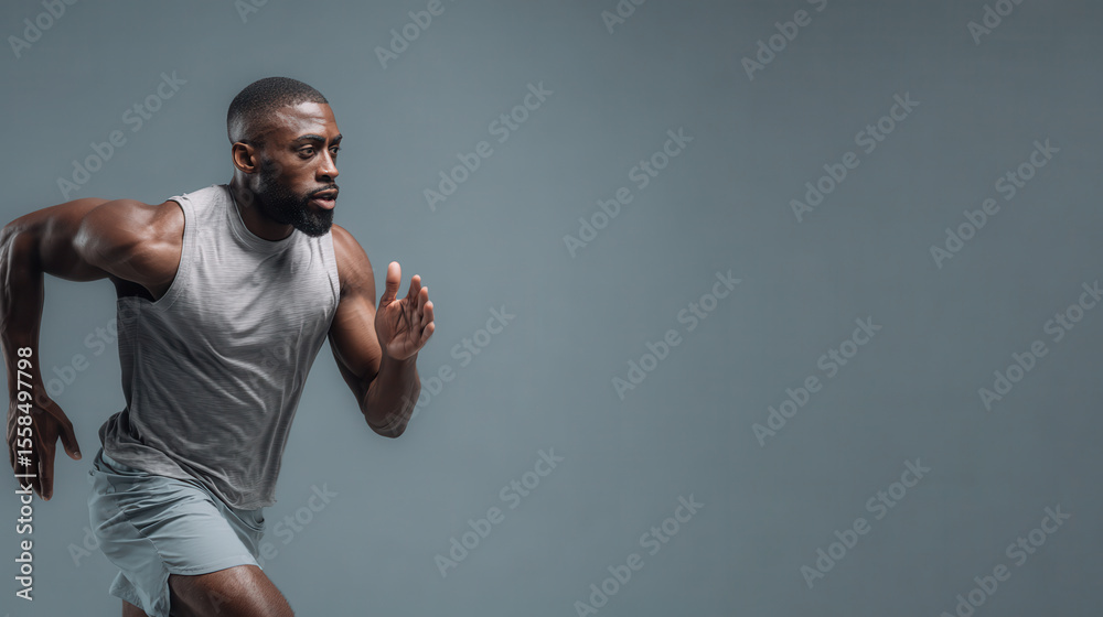 Sprinter Face portrait of athlete sprinting last stretch of race showcasing joyful ...
