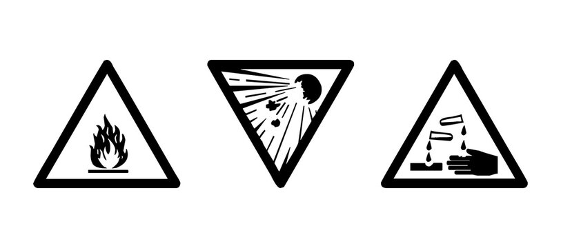 Warning or Danger Sign Icon Set Vector Design.