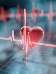 Aufkleber - Heart Monitor Display Showcasing Vital Signs With Soft Abstract Background for Medical and Health Concepts