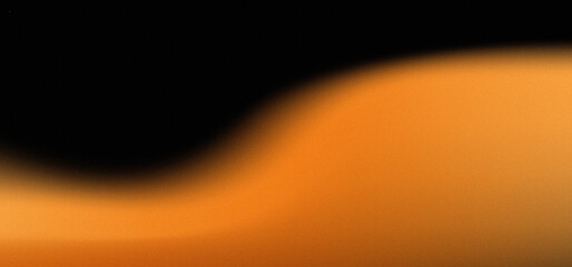 Fototapete - Grainy black and orange gradient wave color artwork, no text. Textured black and orange gradation, curling wave, with grain texture.