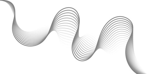 Poster - abstract colorful wavy lines forming a ribbon like shape on a white background in a monochrome desig