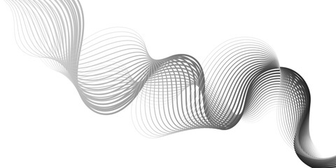 Poster - abstract colorful wavy lines forming a ribbon like shape on a white background in a monochrome desig