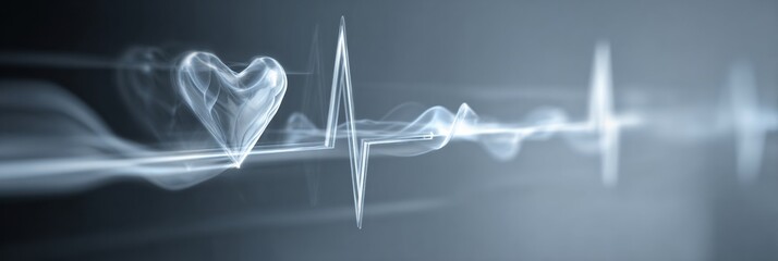 Aufkleber - Heart Monitor Screen Displaying Heartbeat Patterns Over a Calming Abstract Background, Symbolizing Life and Wellness in a Modern Healthcare Setting