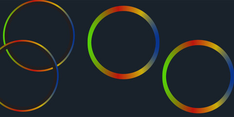 Poster - Abstract black circle background with colorful neon lights