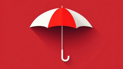 Aufkleber - Red and white umbrella with long shadow on red background. (1)