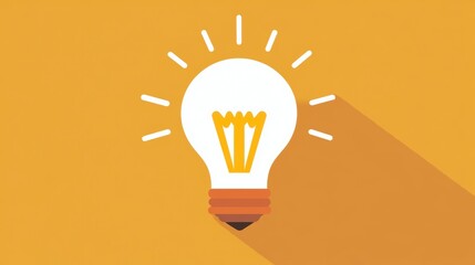 Fototapete - Glowing lightbulb idea concept with rays on yellow background.