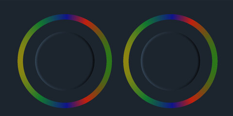 Poster - Abstract black circle background with colorful neon lights