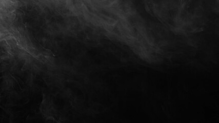 Wall Mural - dark, moody fog textures swirl gently in upper left of black screen. perfect atmospheric background 