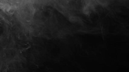 Wall Mural - mysterious white fog swirls gently in upper left on a black screen, creating an eerie, atmospheric b