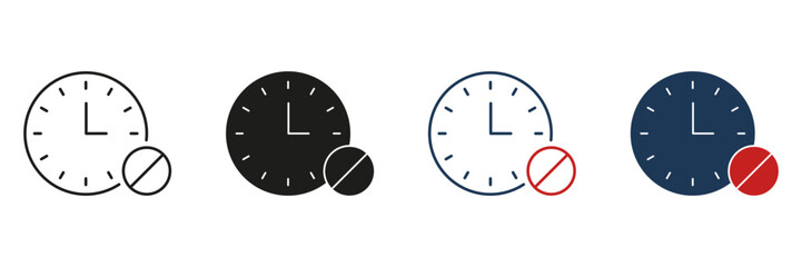 Poster - Clock With Pill Line And Solid Icon Set. Medication Timing, Dosage Schedule, And Prescription Management Symbol Collection. Healthcare And Pharmaceutical Reminder. Isolated Vector Illustration