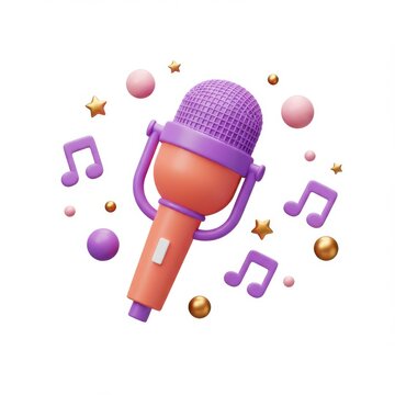 3d cartoon microphone icon set isolated on white background