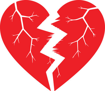 broken heart or divorce flat icon for apps and websites