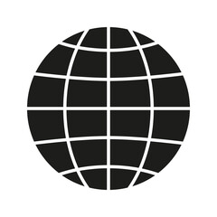 Poster - Globe Grid Solid Icon. Global Connectivity, Worldwide Network, And International Communication Silhouette Symbol. Earth Representation. Isolated Vector Illustration