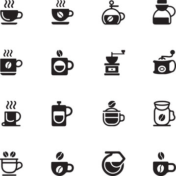 Coffee cup icon collection - vector silhouette and illustration