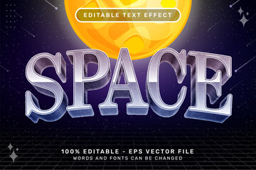 Poster - space text effect and editable text effect with retro space illustrations and neon lights