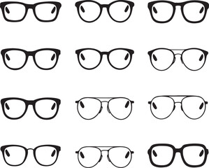 Glasses icon concept. Glasses icon set. Vector graphics isolated on white background.