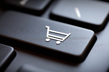 Fototapete - Shopping cart icon on a computer keyboard key