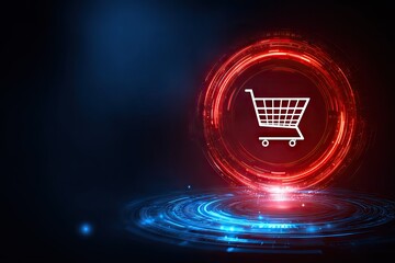 Fototapete - Abstract digital shopping cart icon