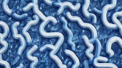 Poster - Abstract blue and white wavy lines pattern background texture.