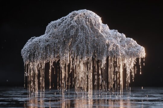 Abstract cloud sculpture dripping with liquid
