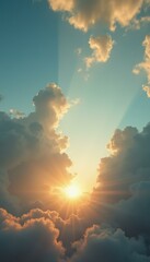 Poster - Majestic sunset with clouds in serene sky at high altitude