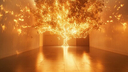 Poster - Glowing tree in modern indoor space during daytime