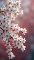 Poster - Cherry blossom flowers blooming in serene garden during daytime