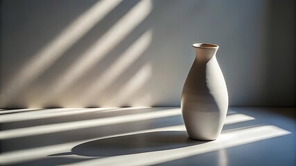 Poster - White ceramic vase stands in sunlight casting strong shadows