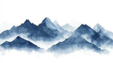 Aufkleber - Misty blue mountains in serene outdoor landscape